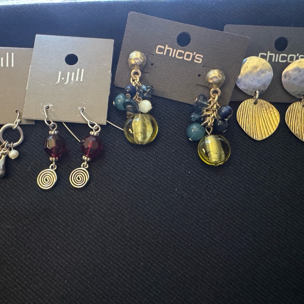 NWT BUNDLE Chico's J Jill Gold & Silver Earrings 4 pairs Pierced ears MSRP $109 - Picture 15 of 16